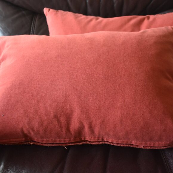 burnt red Orange DUCK Feathers Throw Pillow By Calvin Klein Furniture pair 2 Set - Picture 6 of 14